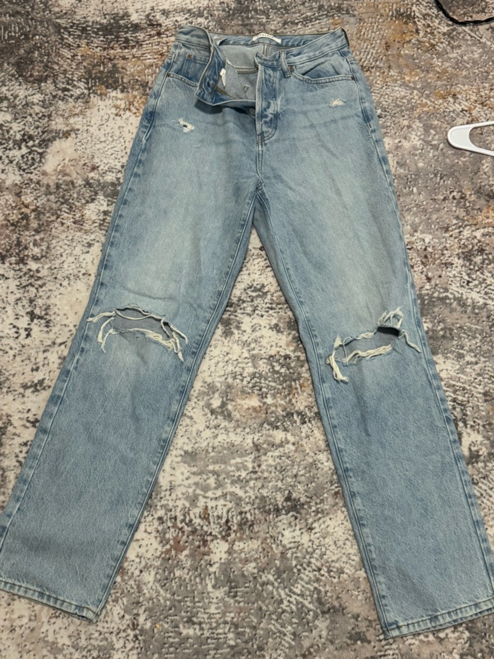 Light Wash Distressed Straight Leg Jeans